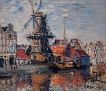 尅勞德 莫奈 The Windmill on the Onbekende Canal, Amsterdam